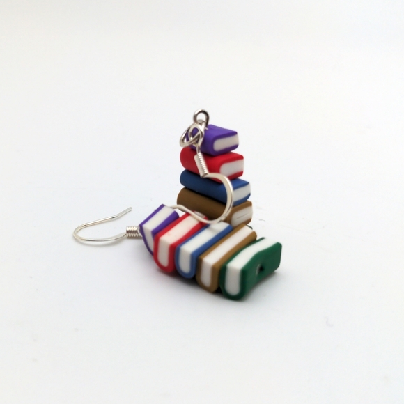 Colorful Bookstack Earrings - Picture 2 of 14